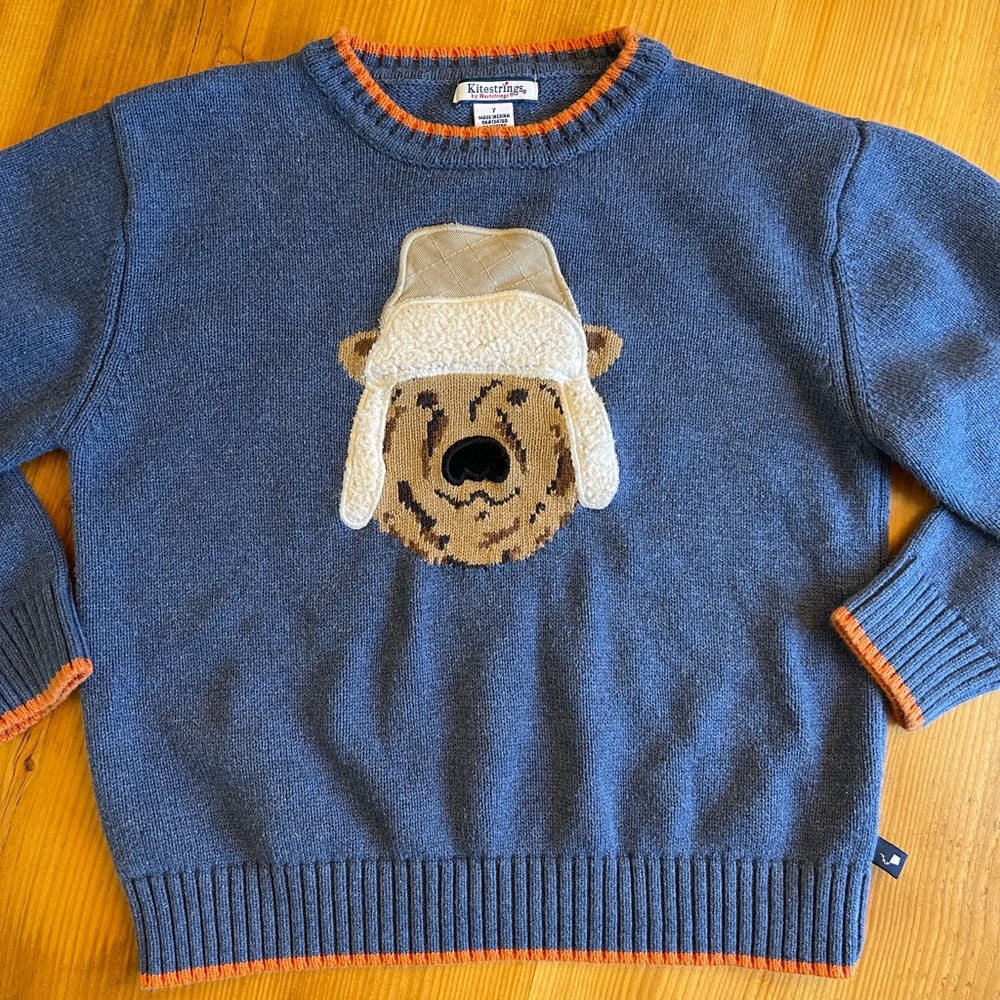 Kitestrings Boys Size 7 Winter Sweater Bear